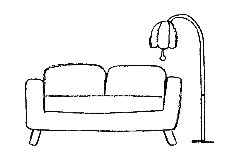 Offener Wohnbereich der Ferienwohnung Canhusen mit Schlafsofa und Smart-TV