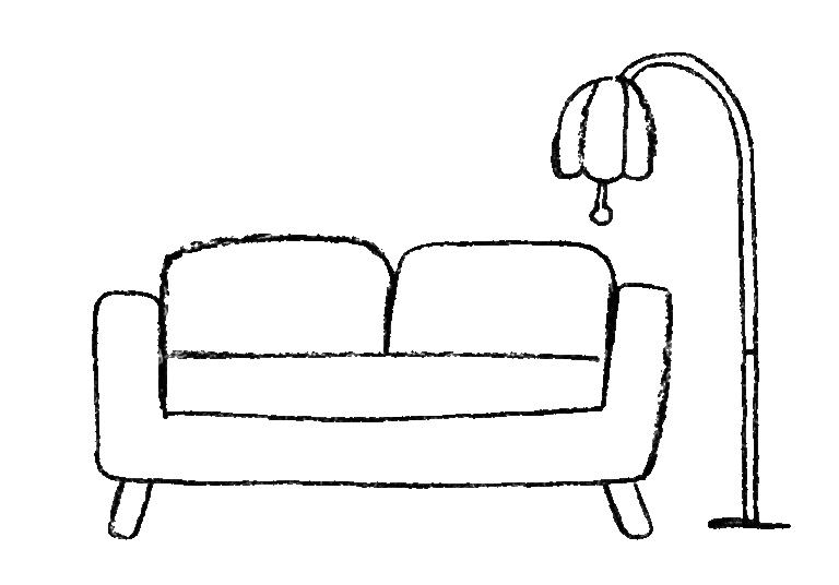 Offener Wohnbereich der Ferienwohnung Canhusen mit Schlafsofa und Smart-TV